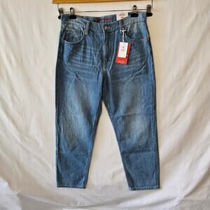 Lucky Brand Women's Boy Mid Rise Striped Relaxed Straight Jeans 8/29R